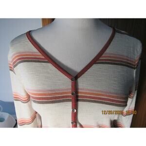 White and Orange Henley - Size M